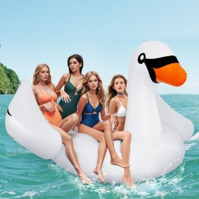 Giant Inflatable Swan Floating Island 4-Person Pool Float with 4 Cups Holders