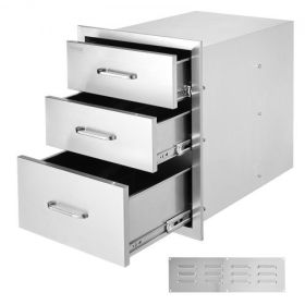 VEVOR 18x20.5 Inch Outdoor Kitchen Stainless Steel Triple Access BBQ Drawers with Chrome Handle, 18 x23 x 23 Inch