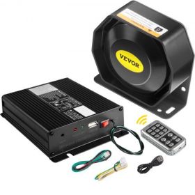 VEVOR 200W 18 Sound Loud Car and Truck Warning Alarm Police Siren Horn 18 Tones Fire Ambulance Emergency Electronic Siren Horn Kit PA MIC System