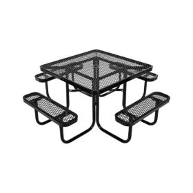 Picnic Table Weather Resistant Steel Patio Dining Furniture Set Outdoor Square