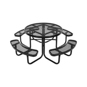 Picnic Table Weather Resistant Steel Patio Dining Furniture Set Outdoor Round