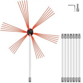 VEVOR Chimney Sweep Kit 26FT Length, Chimney Cleaning Tool Kits with 8 Nylon Flexible Rods, Chimney Brush Kit Driven by Drill for Sweeping Fireplace