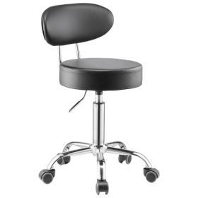 Shop Stool Adjustable Garage Seat 300 lbs Load with Backrest & Wheels