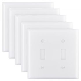 2-Gang Toggle Light Switch Outlet Covers Wall Plates 4.61 x 4.53in White 5 Pack