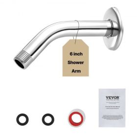 Shower Head Arm with Flange 6 Inches Wall Mounted Stainless Steel Chrome Finish