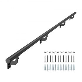 12ft Wall Mounted Stair Handrail Black Aluminum Indoor Outdoor Railing
