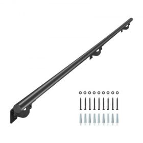 7ft Wall Mounted Stair Handrail Black Aluminum Indoor Outdoor Railing