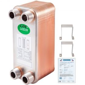 VEVOR Heat Exchanger 3"x7.5" 30 Plates Brazed Plate Heat Exchanger 316L 3/4" MPT Heat Exchanger B12-30 Beer Wort Chiller for Hydronic Heating