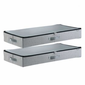 Under Bed Storage 45L Stackable Shoes Organization Box with Clear Lid 2 Pack