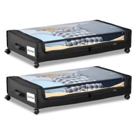 Under Bed Storage with Wheels 30.3 x 18.5 x 6.8 Inch Rolling Storage Bags 2 Pack