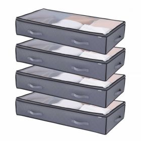 Under Bed Storage 90L Stackable Shoes Organization Box with Clear Lid 2 Pack