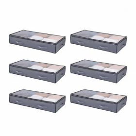 Under Bed Storage 90L Stackable Shoes Organization Box with Clear Lid 6 Pack