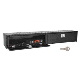 Truck Tool Box Black Aluminum Tread Toolbox 88 x 16 x 13 Inch with Drop Doors