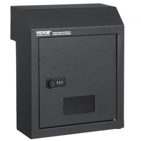 VEVOR Through The Door Key Drop Box, Heavy Duty Steel Through the Door Mailbox with 12" Combination Lock, Mail Drop Box, Dark Gray