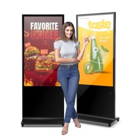 55" Digital Signage Display Touchscreen 4K UHD LCD Screen Floor Standing Kiosk