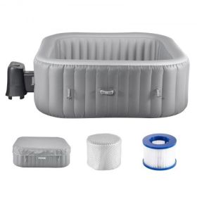 Inflatable Hot Tub 4 to 6 Person 72.8x26in Square Portable Outdoor Spa 130 Jets