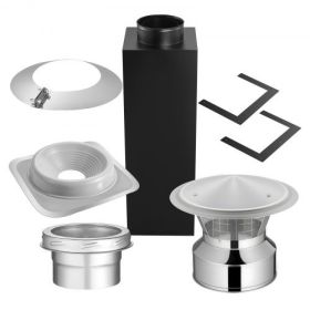Through Wall Kit 6 Inch Chimney Pipe with Rain Cap for 5 to 30 Degree Roof