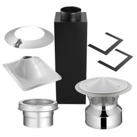 6 Inch Chimney Wall Kit with Rain Cap Flashing for 30 to 45 Degree Roof Pitch