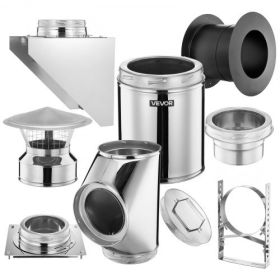External Chimney Kit 6 Inch with Rain Cap Adjustable Bracket Roof Mount
