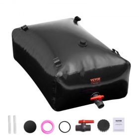 VEVOR Portable Water Storage Bladder 87 Gal PVC Collapsible Water Tank Black
