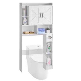 Over The Toilet Storage Cabinet for Bathroom with Adjustable Shelf White 66" H