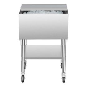 Commercial Ice Bin 61.6 L Rolling Ice Chest on Wheels with Bottom Storage Tray