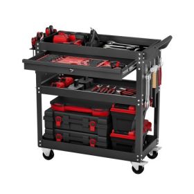 VEVOR 4-Tier Tool Cart on Wheels 350 lb Rolling Work Cart with Drawer & Pegboard