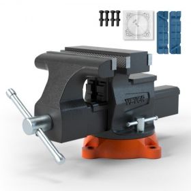 VEVOR 6.5" Bench Vise w/ 360°Swivel Locking Base & Two-way Jaw Ductile Iron