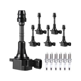 Ignition Coil Pack and Spark Plugs Set of 6 Compatible with Nissan Infiniti