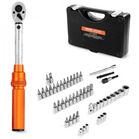 Click Torque Wrench Set 1/4Inch Drive 20-240 lbf-in/2.3-27.1N.m Orange 72-Tooth