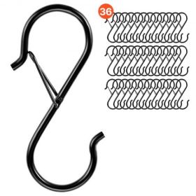 36 Pack S Hooks with Safety Buckle 39.68 LBS Capacity Heavy Duty Metal Hooks