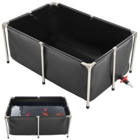 Canvas Fish Pond Above Ground Koi Tank 126.8 Gal Rectangular Pond (Black)