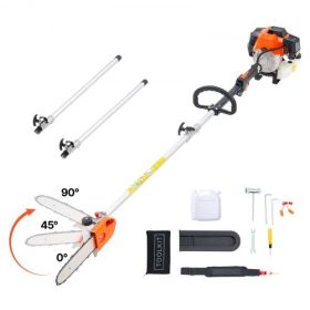 Gas Powered Pole Saw Tree Trimmer Rotatable Head 43CC 2-Stroke 10 in Cutting Bar