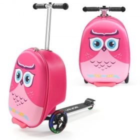 VEVOR Ride-on Luggage 20-inch Kids Scooter Suitcase with Flash Wheels Pink