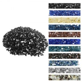 10 LBS Fire Glass 1/2-Inch Fireplace Glass Rocks for Fire Pit Table Black