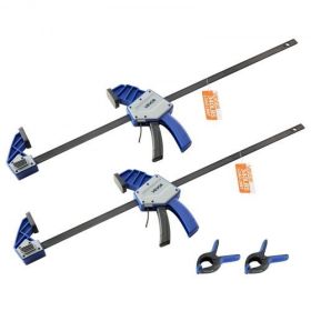 Bar Clamps for Woodworking 2-Pack 24 inch One-Handed Clamp/Spreader 340 lbs Load
