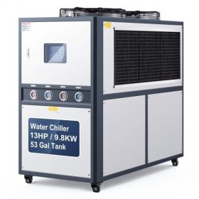 Air-Cooled Water Chiller Industrial Chiller 16.67HP 53Gal Large Tank LED Display