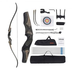 60in Takedown Recurve Bow Wooden Bow Arrow Kit Right Hand Hunting Practice 35lbs