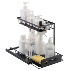 2-Tier 10.7"W x 14.2"D Pull Out Cabinet Under Sink Organizer 10.7"x14.2" Drawer Basket, 12.5"Wx15.5"Dx13"H Install Size for Cabinet
