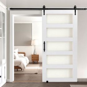 VEVOR Sliding Barn Door with Hardware Kit 42 x 84 inch MDF Panel Frosted Glass