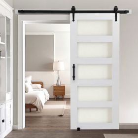VEVOR Sliding Barn Door with Hardware Kit 32 x 84 inch MDF Panel Frosted Glass