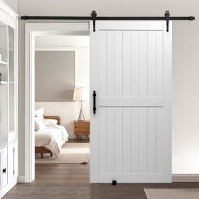 VEVOR Sliding Barn Door with Hardware Kit 42 x 84 inch MDF Panel PVC Surface