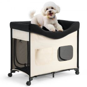 VEVOR Elevated Lounge Pet Bed Foldable Bunk Dog Bed with Wheels & Side Bags L