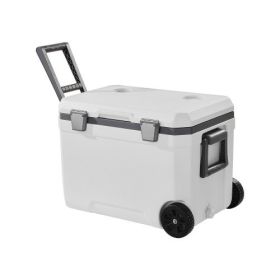 Portable Cooler 45 QT Insulated Wheeled Cooler 64 Can Capacity with Cup Holder