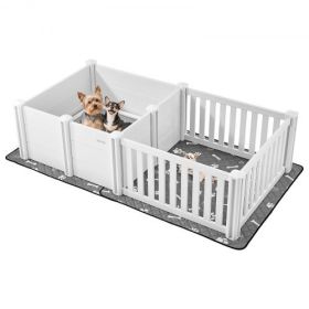 Puppy Dog Whelping Pen Box Adjustable Door Height for Medium Dogs 73x38x19.7 in