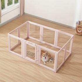 Dog Whelping Box with Window Transparent Playpen for Medium Dog 60x39x23 in