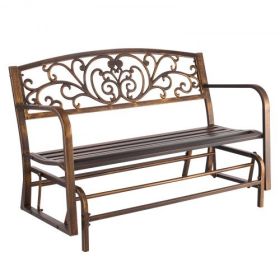 VEVOR Outdoor Bench Patio Bench Glider 50 inch Metal Frame Cast Iron Backrest