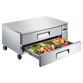 Commercial Chef Base Refrigerator Kitchen Prep Worktable 52 inch Dual Drawer