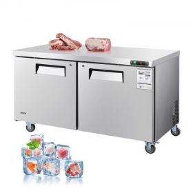 Commercial Freezer Prepration Worktable Stainless Steel 60 inch Double Door