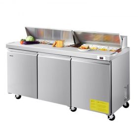 Commercial Refrigerated Sandwich Prep Workable Triple Door Stainless Steel